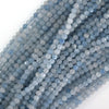 Natural Faceted Blue Aquamarine Round Beads 15.5