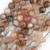 Natural Black Gold Super Seven Rutilated Quartz Round Beads 15