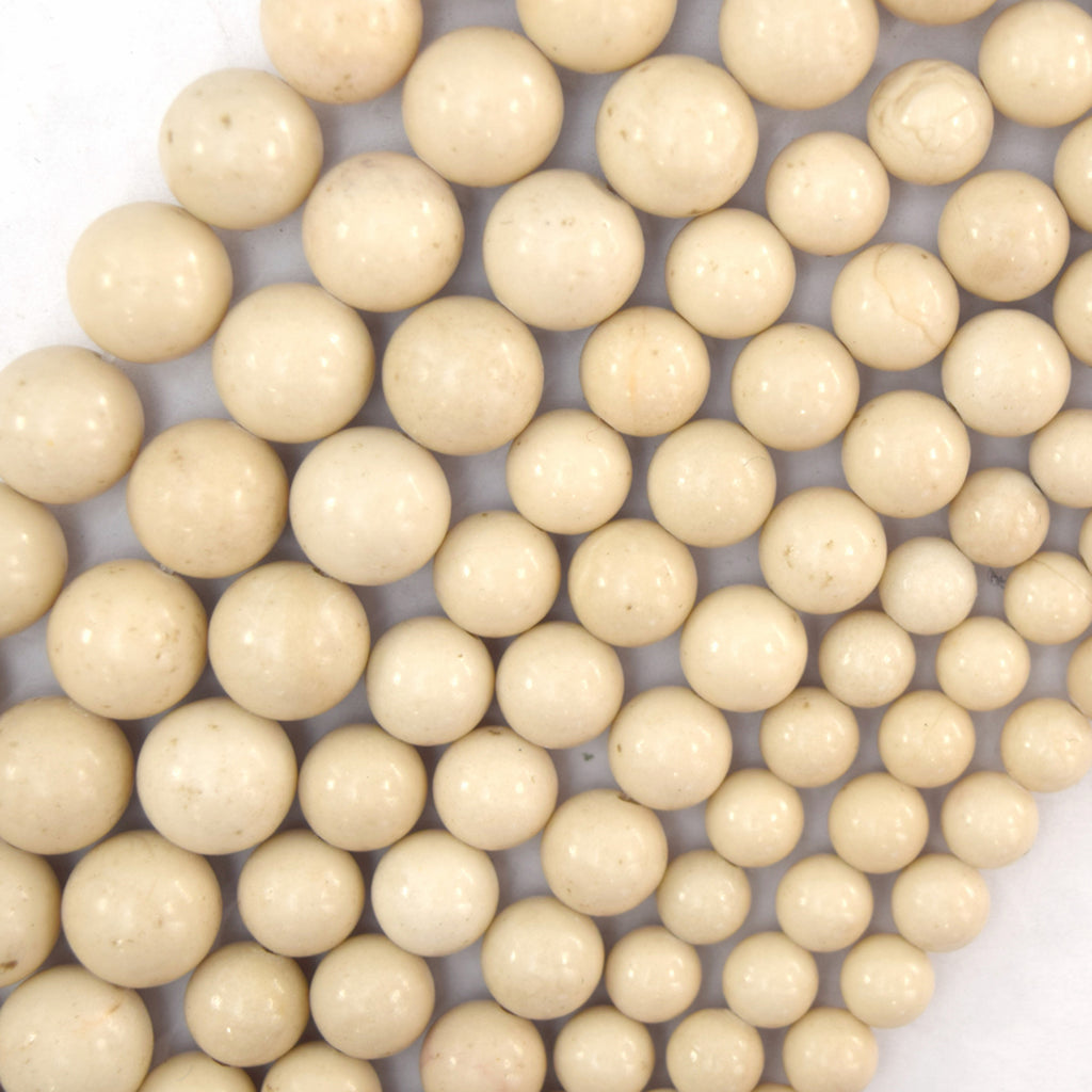 Natural Cream River Stone Round Beads Gemstone 15" Strand 6mm 8mm 10mm