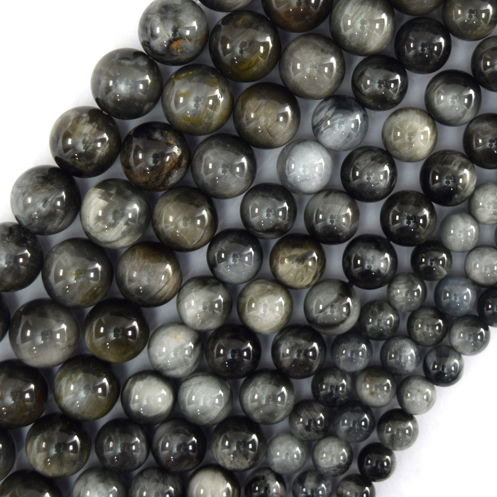 AA Natural Gray Hawk Eye Round Beads 15.5" Eagle Eye 4mm 6mm 8mm 10mm 12mm S1 - Eagle Beadz