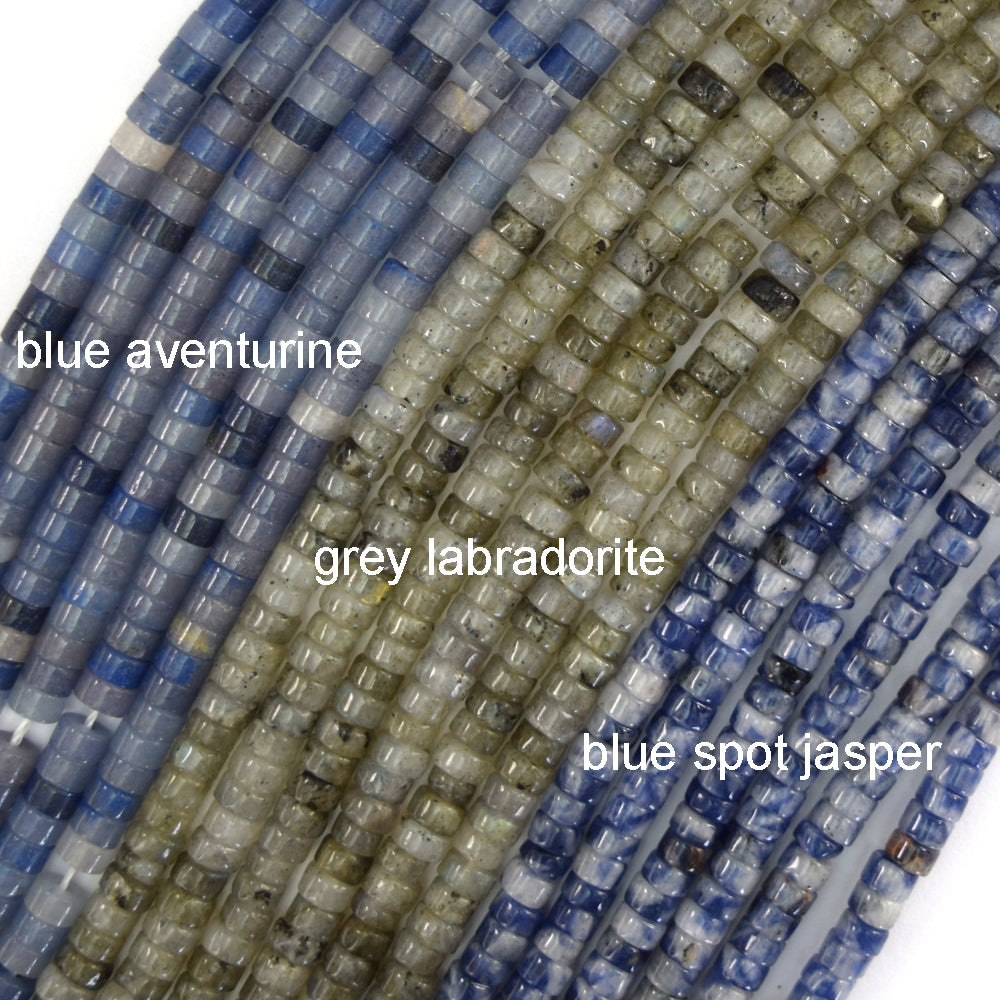 2x4mm Natural Various Gemstones Heishi Disc Beads 15" Strand 4mm - Eagle Beadz