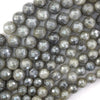 Mystic Titanium Faceted Gray Labradorite Round Beads 14.5