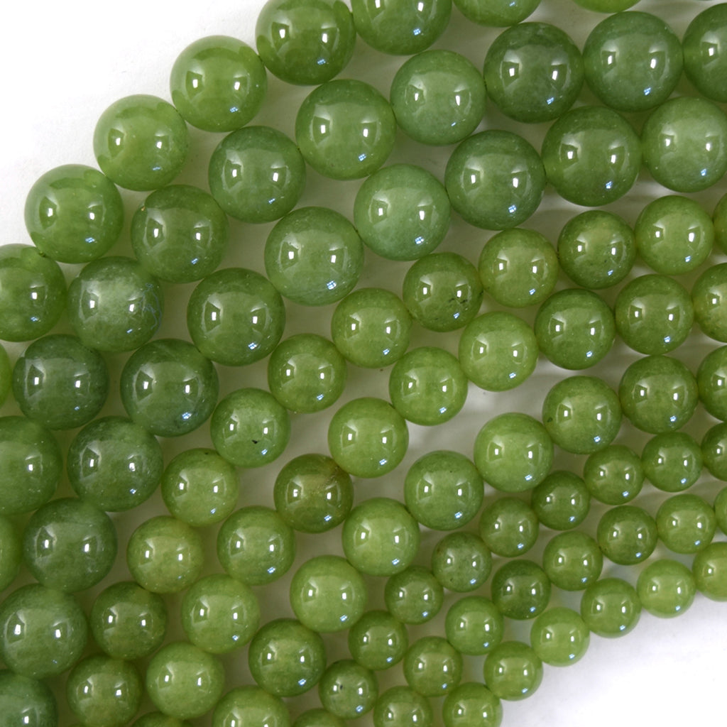 Canadian Light Green Jade Round Beads Gemstone 15" Strand 6mm 8mm 10mm S2 - Eagle Beadz