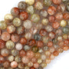 Natural Gold Orange Arusha Sunstone Round Beads 15