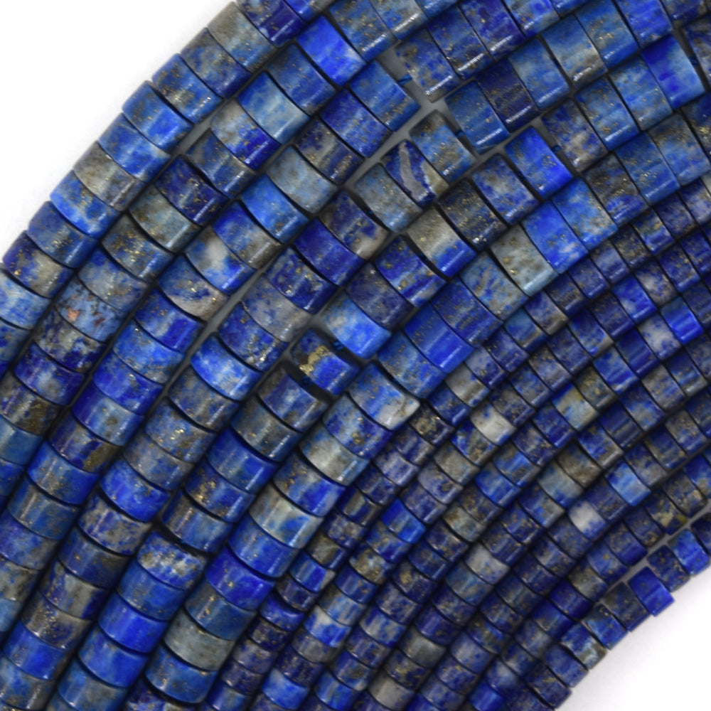 Natural Blue Lapis Lazuli Heishi Disc Beads Gemstone 15" Strand 4mm 6mm - Eagle Beadz