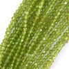 Natural Faceted Green Peridot Round Beads 15.5