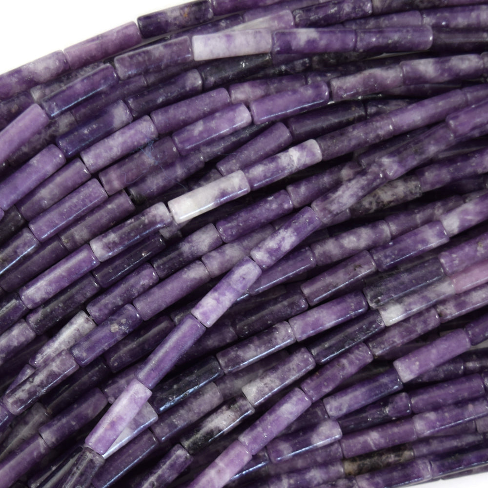 13mm natural purple lepidolite tube beads 15.5" strand 4x13mm