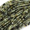 Natural Faceted Yellow Green Prehnite Rondelle Button Beads 15