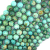 Natural Blue Green Peruvian Turquoise Round Beads Gemstone 15.5