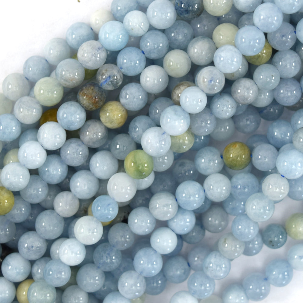 Natural Multicolor Blue Aquamarine Round Beads 15.5" Strand 4mm 6mm 8mm 10mm S1