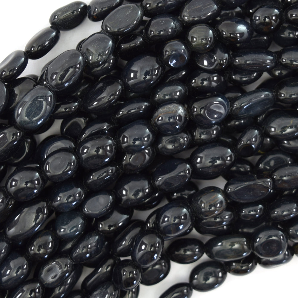 6mm - 8mm blue tiger eye pebble nugget beads 15.5" strand