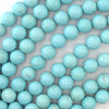 Cream Blue Turquoise Round Beads Gemstone 15.5