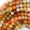 Natural Golden flower Jade Round Beads Gemstone 15