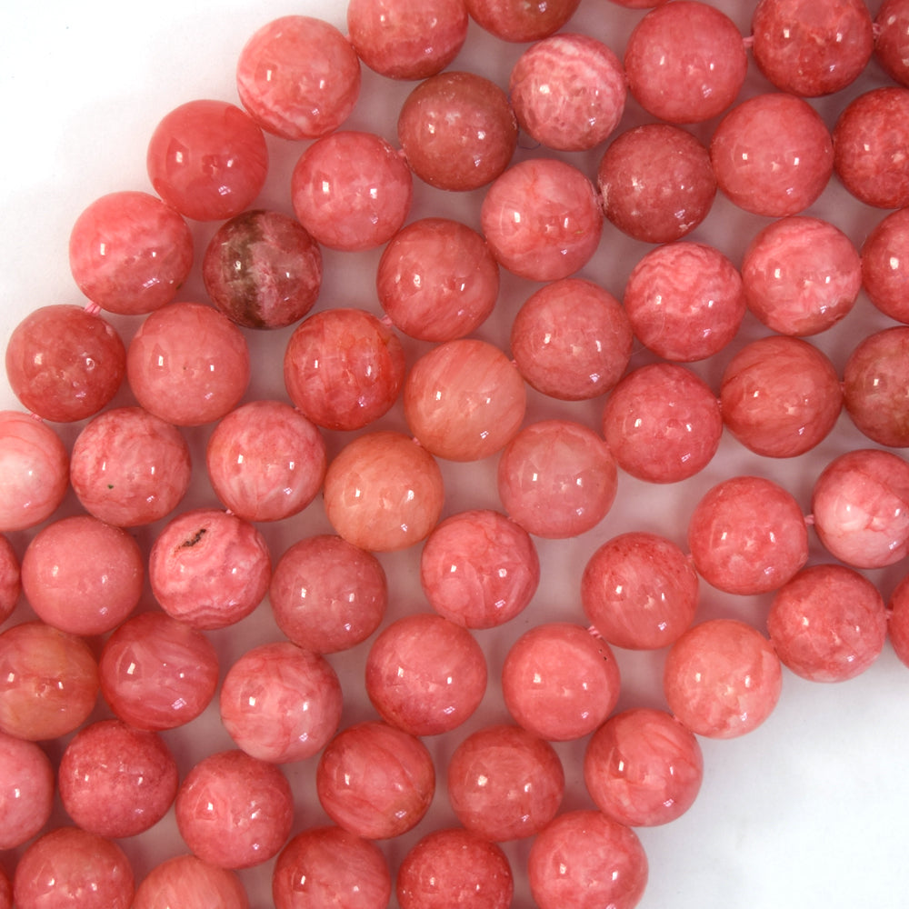Pink Rhodochrosite Colored Quartz Round Beads Gemstone 15" Strand 6mm 8mm 10mm
