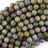 Natural Faceted Ruby Fuchsite Round Beads 15.5