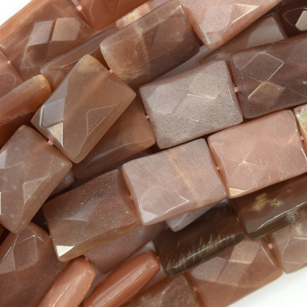 20mm faceted sunstone rectangle beads 15" strand