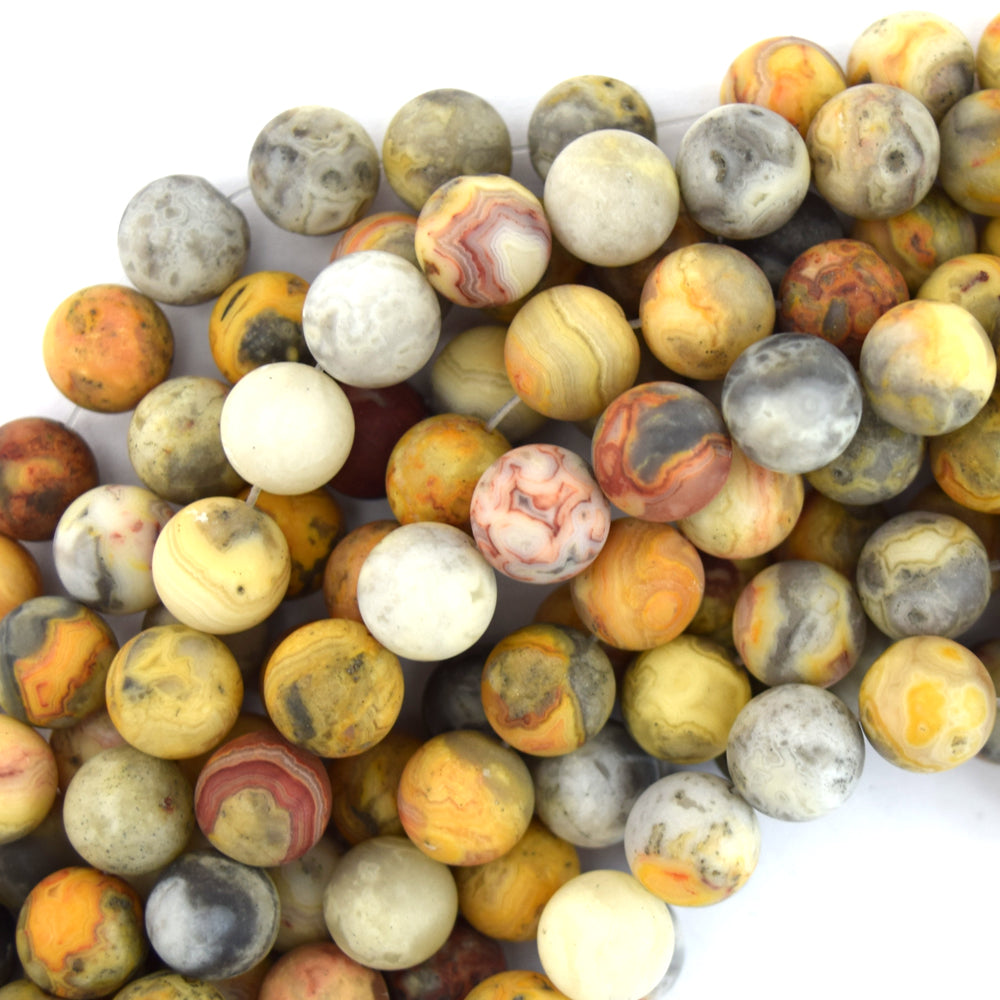 10mm matte natural crazy lace agate round beads 15.5" strand