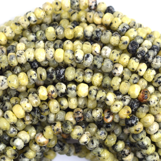 4mm faceted yellow turquoise rondelle beads 15" strand