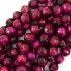 AA Faceted Magenta Tiger Eye Round Beads Gemstone 15