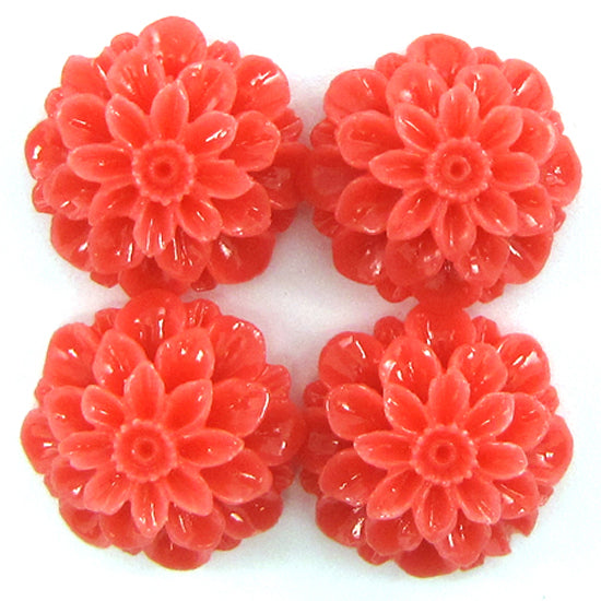 20mm synthetic coral chrysanthemum flower beads 15.5" strand pink 20 pieces