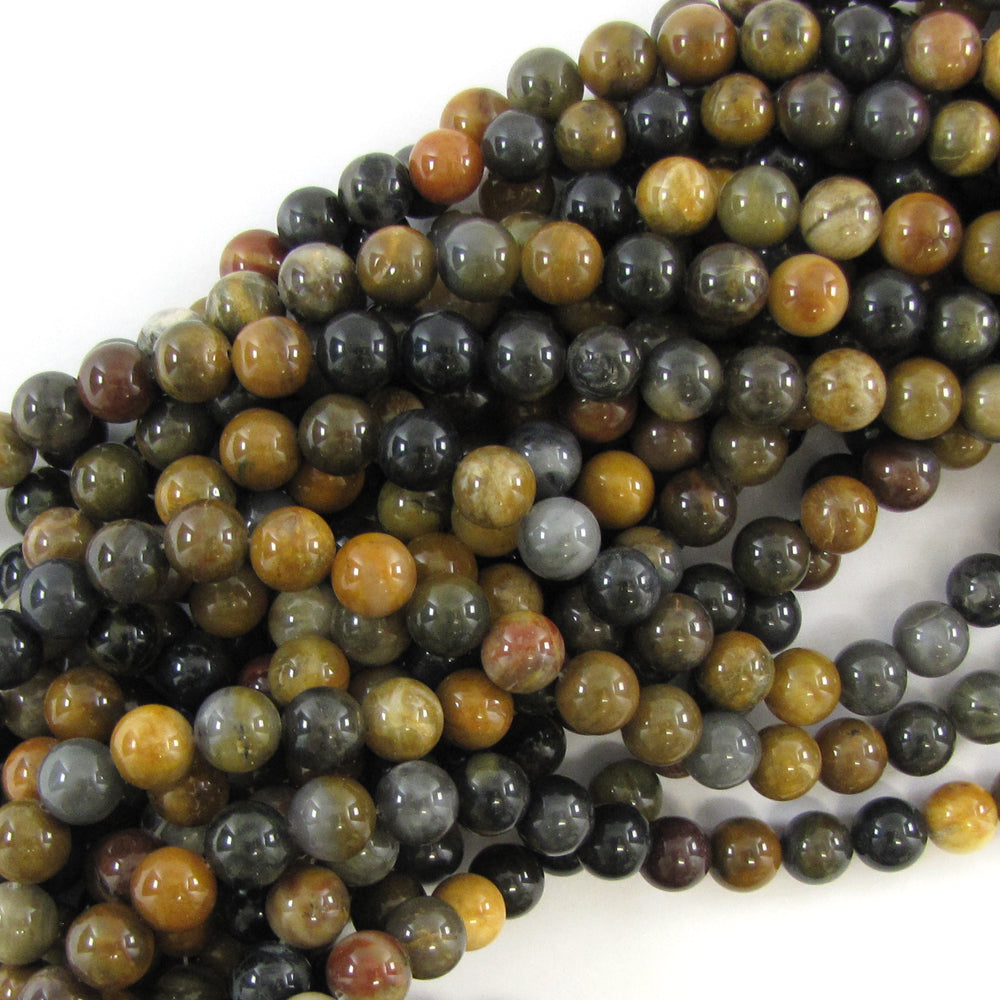 Natural Petrified Wood Agate Round Beads Gemstone 15" Strand 10mm 12mm S4