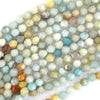 Natural Star Cut Faceted Amazonite Round Beads Gemstone 14