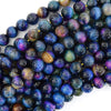 AA Galaxy Blue Pink Purple Tiger Eye Round Beads 15.5