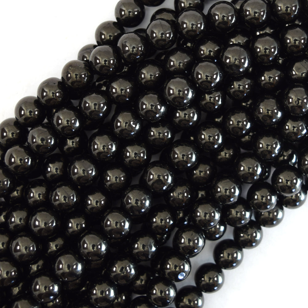 Natural Genuine Black Jet Round Beads Gemstone 15.5" Strand 6mm 8mm 10mm