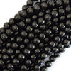 Natural Genuine Black Jet Round Beads Gemstone 15.5