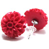 15mm synthetic coral carved chrysanthemum flower earring pair rose magenta