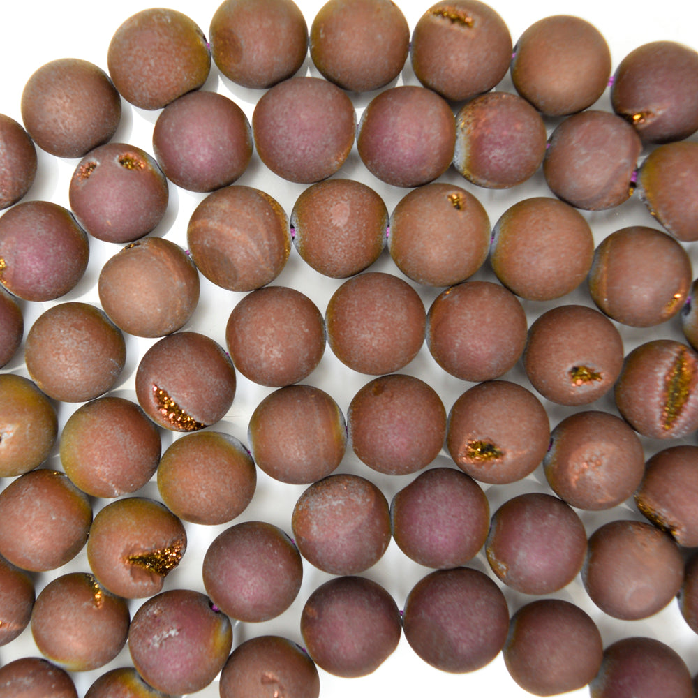 12mm matte purple druzy agate round beads 15.5" strand