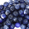 Natural Faceted Blue Sodalite Round Beads 14.5
