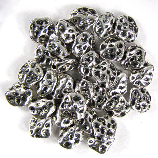36 10mm silver plated pewter freeform nugget beads findings