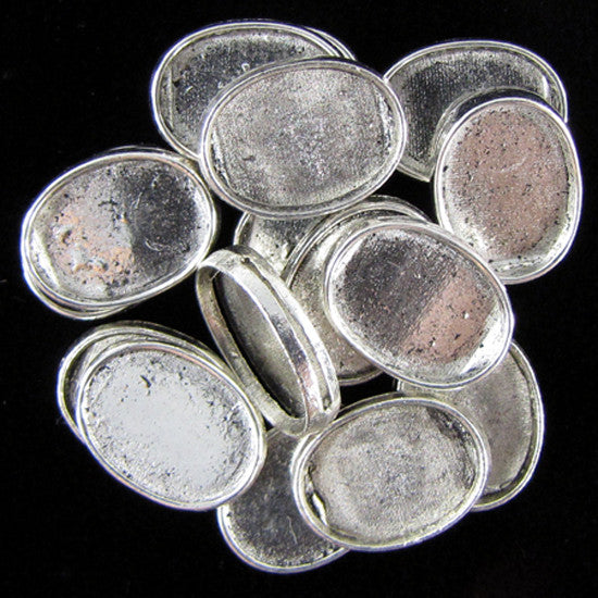 36 16mm silver plated pewter carved oval beads findings