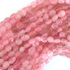 6mm - 8mm natural Madagascar pink rose quartz pebble nugget beads 15.5