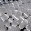 AA Natural Genuine White Selenite Round Beads 15.5