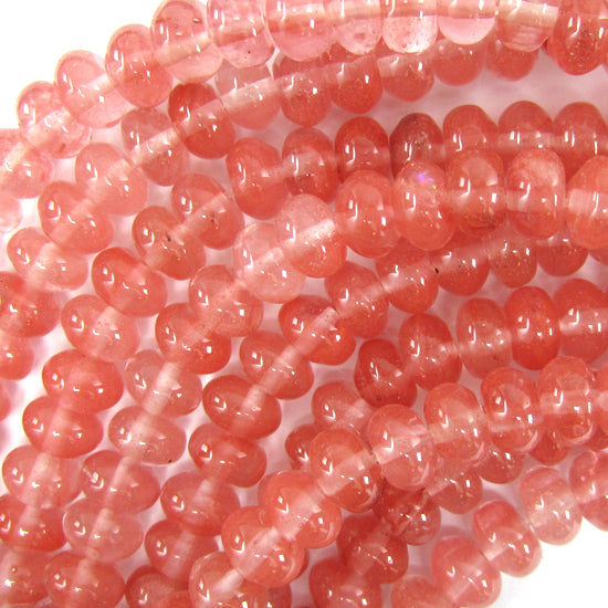 8mm cherry quartz rondelle beads 16" strand