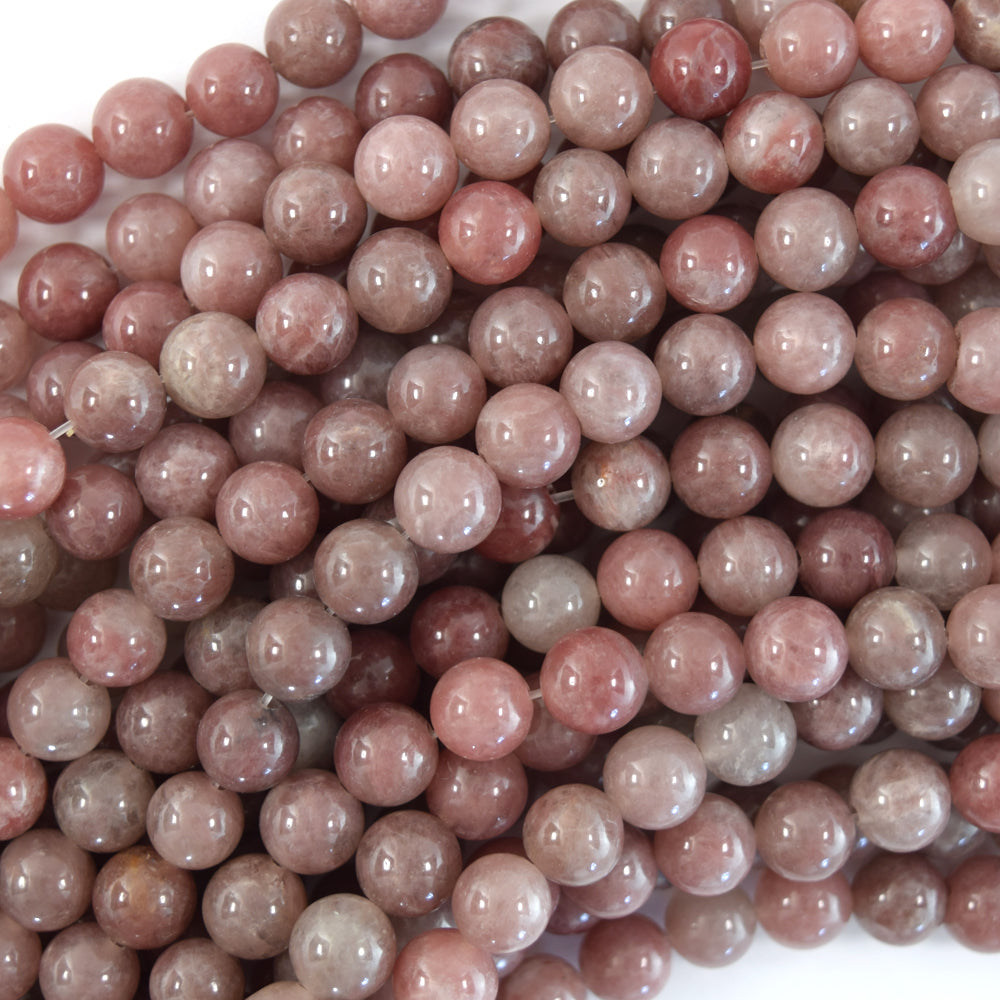 Natural Plum Purple Jade Round Beads Gemstone 15" Strand 6mm 8mm 10mm