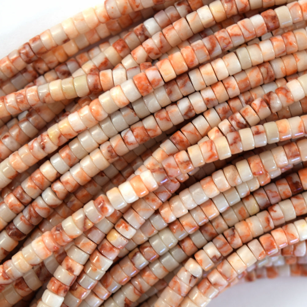 4mm natural red spider web jasper heishi disc beads 15.5" strand