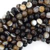 Brown Stripe Agate Round Beads Gemstone 15