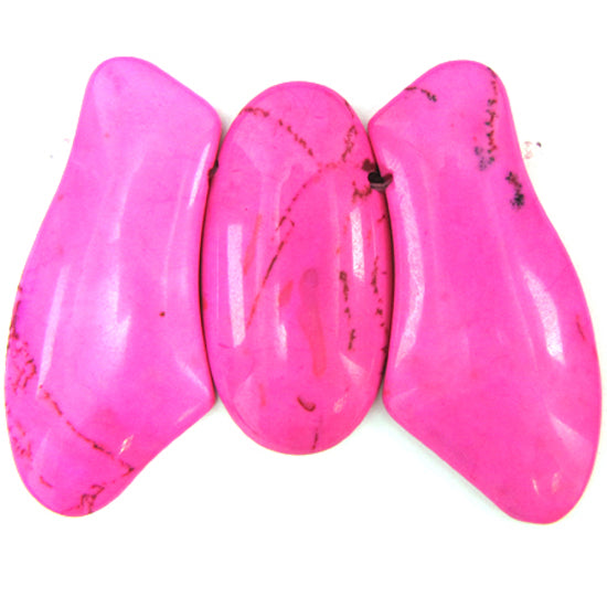 53mm pink turquoise oval pendant bead set 3pcs