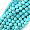 Faceted Blue Turquoise Round Beads 15.5