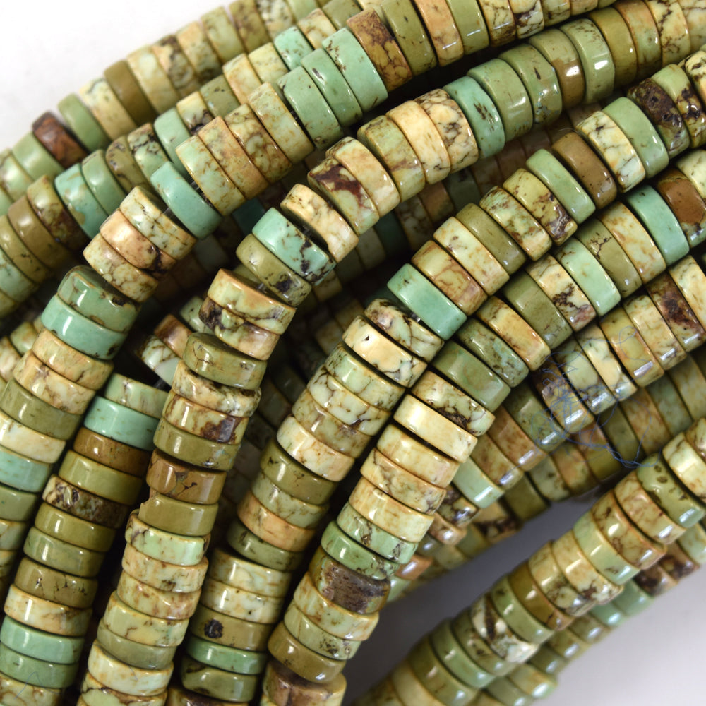 Brown Green Turquoise Heishi Disc Beads Gemstone 15.5" Strand 4mm 6mm 8mm