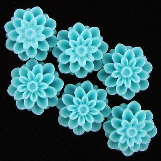 15mm synthetic coral chrysanthemum flower beads 15" strand 24 pieces light green