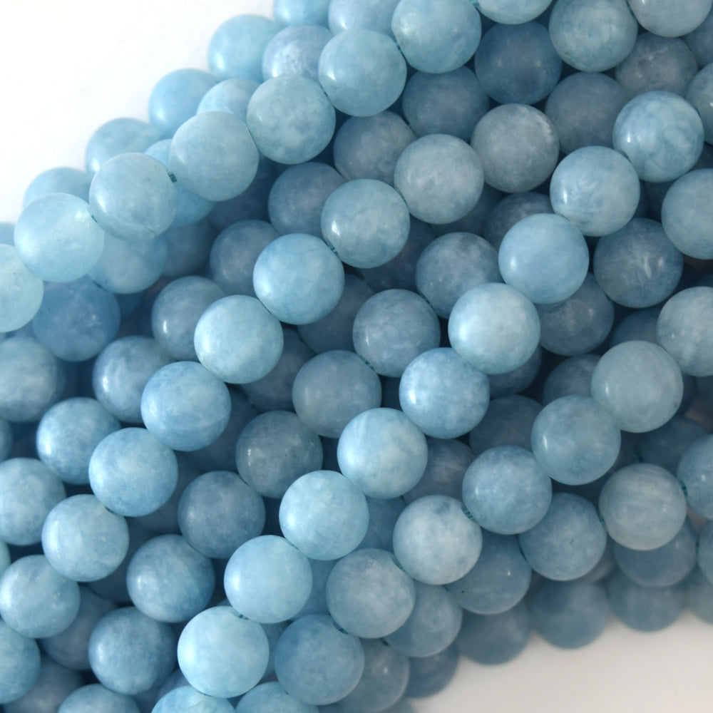 Matte Blue Aquamarine Quartz Round Beads Gemstone 15" Strand 6mm 8mm 10mm 12mm