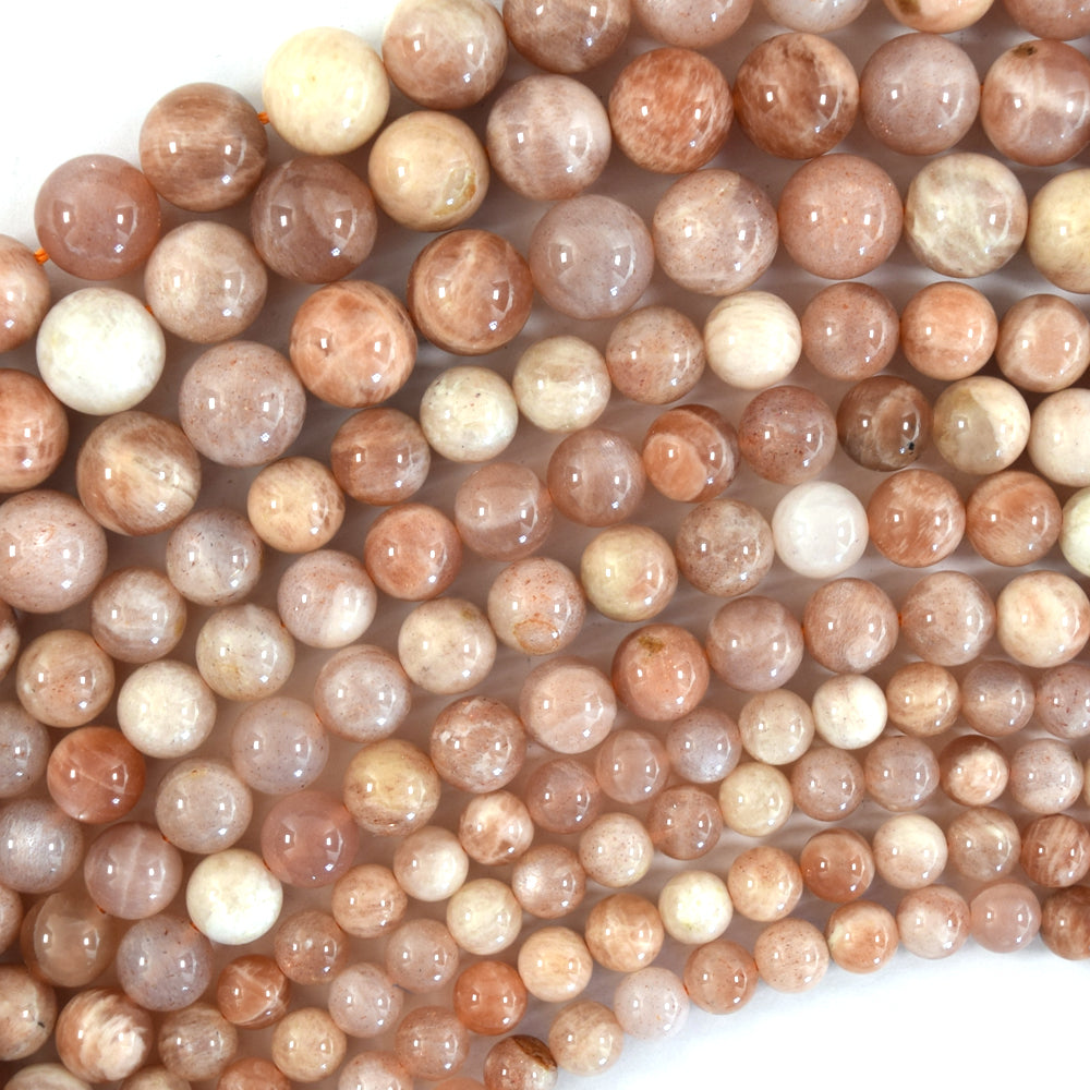 Natural Sunstone Round Beads Gemstone 15" Strand 4mm 6mm 8mm 10mm