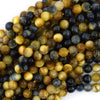 Gold Blue Tiger Eye Round Beads Gemstone 15.5