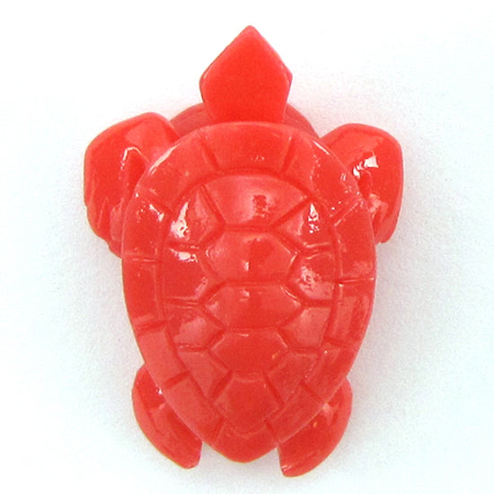 4 pieces 33mm synthetic pink coral carved turtle pendant beads
