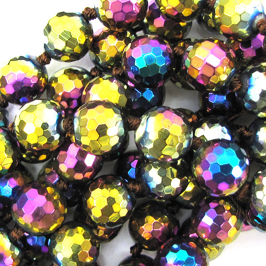 14mm faceted quartz round beads 14" strand rainbow