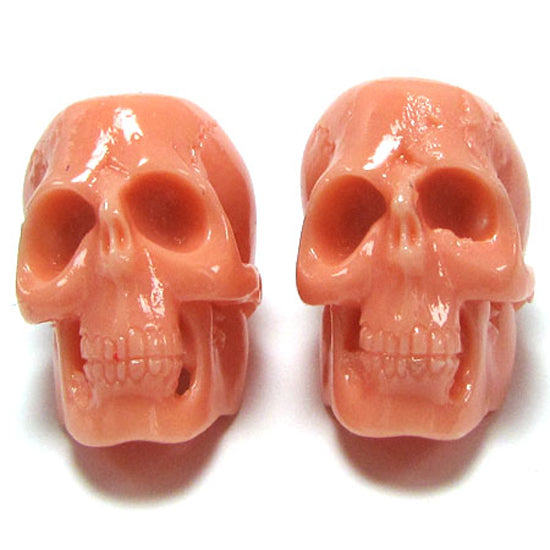 4 26mm Acrylic resin skull pendant bead light pink
